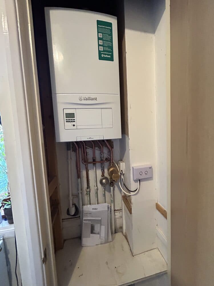 Vaillant boiler installed with tidy pipework