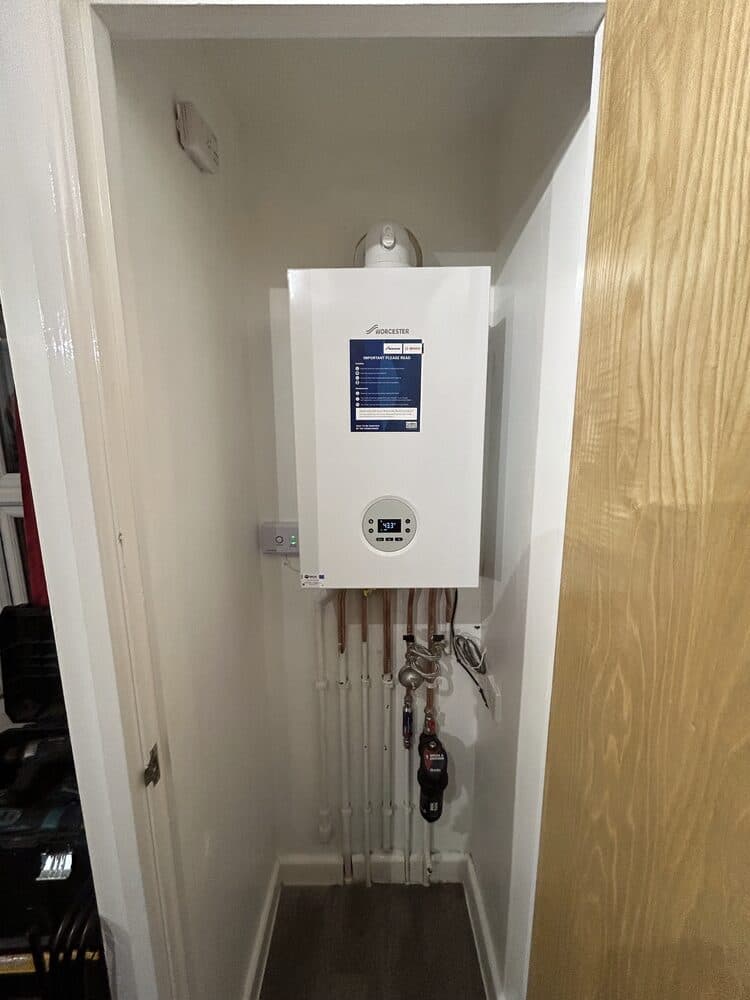 New boiler installation with clean copper pipework