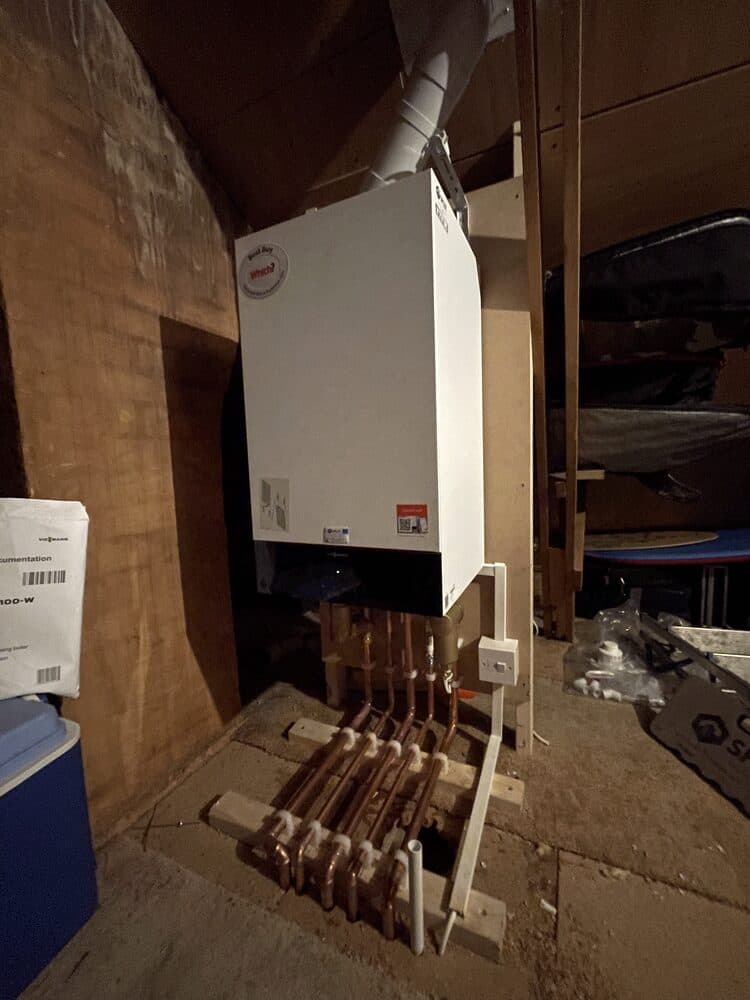 Boiler installation in a converted loft space
