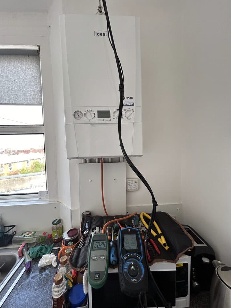 Boiler commissioning with test equipment laid out