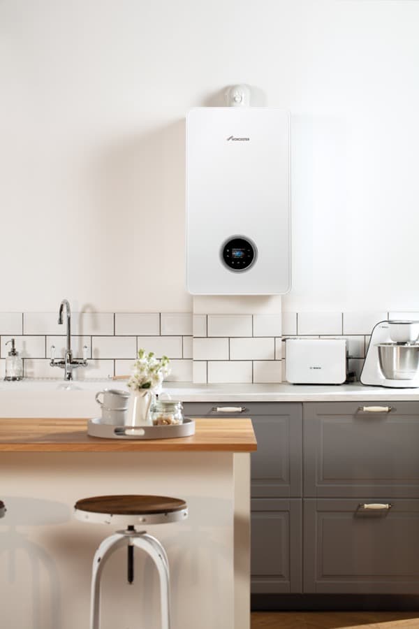 Worcester Bosch Greenstar 4000 combi boiler installed in a traditional kitchen